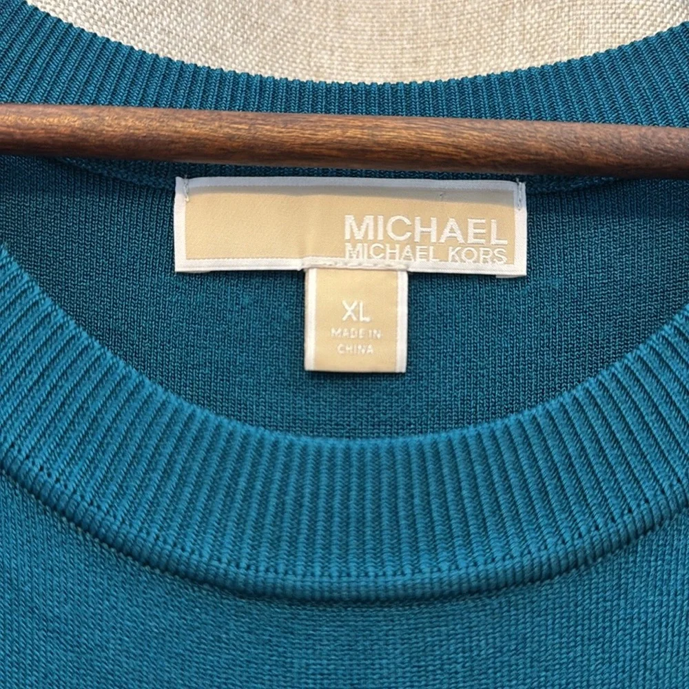 Michael Kors Blue Sheath Mini Dress Short Sleeve Crew Neck - Picture 5 of 10